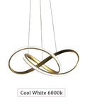 Dimmable Pendant Light With Remote Dope Modern Gold Chandelier LED Lamp 3 Color Temperatures 3000K 4500K 6000K 50cm