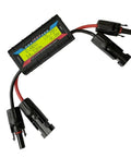Heavy Duty Power Meter 0 To 60 Volts 150 Amps Solar Panel Tester With Photovoltaic Connector displaying readings on LCD screen.
