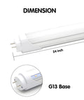 Easy Install T8 T10 T12 LED Tube Light 2-Foot 8W Replacement for 24 Inch Fluorescent Bulbs, 1120 Lumens, G13 Base, 24 inch dimension