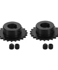Two Pack Rugged Twenty Five Chain Roller Sprockets Set With Twenty Three Teeth Fifteen Millimeter Bore Quarter Inch Pitch C45 Carbon Steel