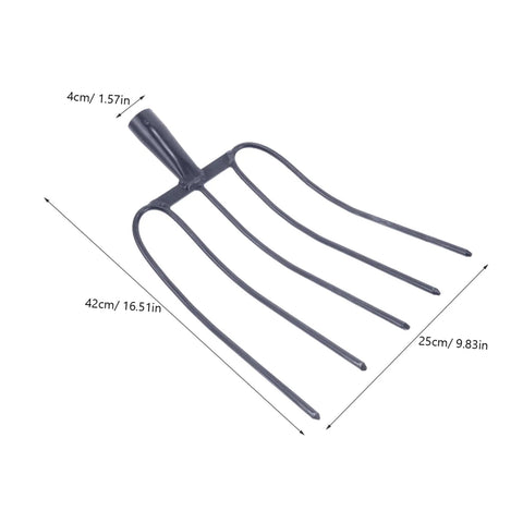 Practical Manure Fork For Efficient Yard Cleanup And Lawn Care With Durable Iron Pitch Fork Design in dark blue, 16.51in long.