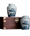Heavy Duty Retro Ceramic Storage Jars Double Jar Set Must Have Airtight Seal Kitchen Pantry Organizers For Loose Leaf Tea Coffee Beans And Fresh Stash Solid Gift Box on wooden storage box.