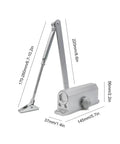 Concealed Hydraulic Adjustable Speed Door Closer With Smooth Silent Auto Close Slick Hidden Mount System dimensions shown.