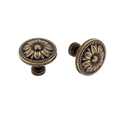 Antique Bronze Flower Knob Set For Cabinets And Drawers, Premium Flower Shape Cabinet Hardware Pulls With Screws, 10 Pack