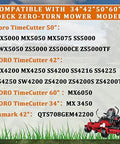 Compatibility chart for Toro TimeCutter 34-60 inch and Exmark 42 inch zero-turn mower models
