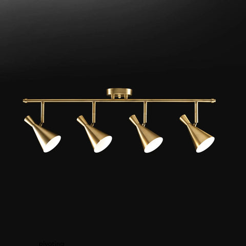 Sabrina 4-Light Matte Brass Track Lighting With Pivoting Heads For Living Room Or Hallway with spotlight bar
