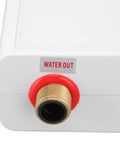 Compact Tankless Electric Water Heater With Remote Control For Instant Straight Up Hot Water At 3000 Watts No Preheating Needed, water out connection.