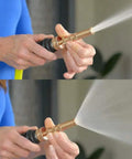 Spraying with Heavy Duty 304 Stainless Steel Garden Hose Extension 100 Feet With Brass Nozzle, close-up of flexible kink-free hose