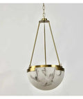Top Tier Black And Gold Marble Pendant Light Fixture For Upscale Kitchens And Banquet Halls With A Sleek Modern Ceiling Hanging Chandelier, showcasing a round marble shade and gold accents.