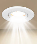 Pack Of 10 Flush Mount MR16 Spotlight Fixtures With Swivel Bracket, Dimmable LED Or Halogen Under Cabinet Lighting, GU5.3 Socket, Bulb Holder, Recessed Kitchen And Bathroom Lighting, Matte White installed on ceiling emitting light