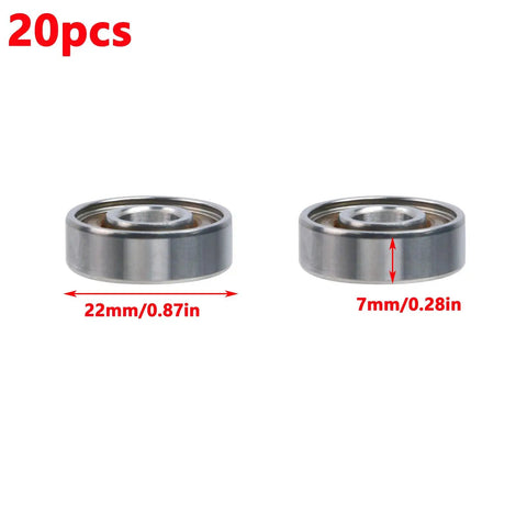 608 Steel Ball Bearing Set 8mm X 22mm X 7mm Open Deep Groove Bearings, 20 Pieces, Low Friction For High Speed Rotations, Quiet Operation, Durable And Versatile For Fidget Spinners, RC Cars, Drones, And DIY Projects. 20pcs 608 open steel bearings, 22mm outer diameter, 7mm thick