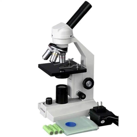 Cordless Monocular Compound Microscope With LED Illumination And 40x To 400x Magnification For Biology And Education, 10x Widefield Eyepiece