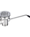 Three And A Half Inch Commercial Sink Drain With Twist Lever Handle For Restaurant And Bar Sinks, Overflow Inlet