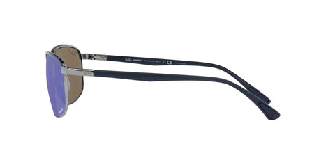 Side view of Chromance Polarized Rectangular Sunglasses Unisex With Mirrored Blue Lenses On Gunmetal Frame 60mm, showcasing temple design.