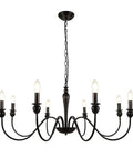 Dope Industrial Black Farmhouse Chandelier For Dining Room With 8 Lights, Rustic Iron Candelabra Ceiling Fixture