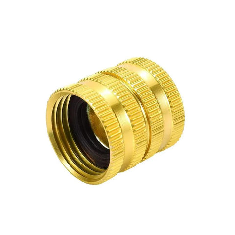 2 Pack Three Quarters Inch GHT Female to Female Garden Hose Connector Brass Swivel Fittings for Standard Hoses and Watering Tools, Heavy Duty, Corrosion Resistant, Rustproof, Durable, Easy Quick Connect brass female hose connector