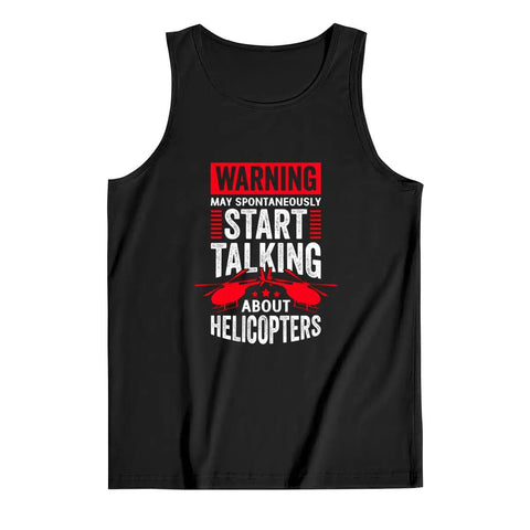 Men's Helicopter Pilot Mechanic Tank Top, Straight Top Shelf Cotton Sleeveless Muscle Shirt, black graphic tee design.