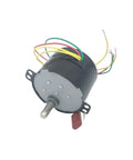 Low Speed 220V Permanent Magnet Synchronous Motor With Reversible Metal Gear Drive, multi-colored wires, front view