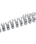 Three Eighths Inch Drive Metric Flare Nut Socket Set, 10 Piece From 10mm To 19mm, Folding Head For Tight Spaces, Combines Crow Foot