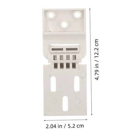 Universal Chest Freezer Hinge Set For RV Refrigerator Doors Center Support Replacement in white, showing dimensions.
