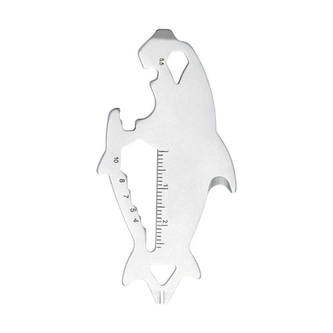 Must-Have Compact Keychain Tool Set For Everyday Carry, 5-In-1 Pocket Utility Kit, 8 cm Ultra Slim Stainless Steel Multi Tool in fish shape.