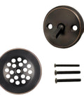Trip Lever Tub Drain Kit With Strainer And 2 Hole Overflow Faceplate No Putty Install Matching Screws Easy DIY Replacement
