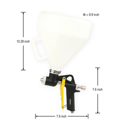 Pro Grade Air Texture Sprayer Featuring An Extended Swing Lever And Three Interchangeable Nozzles, 8.9 inch wide feeding cup.