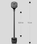 Nema 10-30 Adapter For Tesla Mobile Charger Gen Two showing 15in cable length and plug dimensions for dryer outlet use.