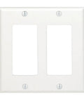 2-Gang Decora GFCI Wall Plate Standard Size Thermoset White Smooth Face With Rounded Edges mounted view