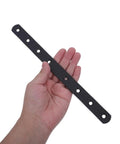 4 Piece Stainless Steel Flat Straight Brackets With Screws Heavy Duty Mending Plates for Wall Frames, black bracket held in hand