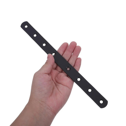 Black Metal Joining Plates 4 Pcs Stainless Flat Straight Brackets With Screws for precise alignment in hand view
