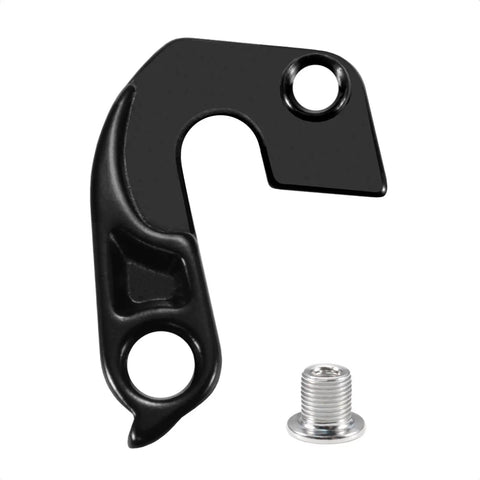 Black derailleur hanger replacement in aluminum for Specialized mountain bikes, fits models including Demo Enduro Epic Era, with screw included.