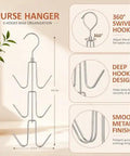 2 Pack Closet Purse Hangers, Game Changer Handbag Organizer Rack with 360° swivel hook and deep hook design in silver finish.