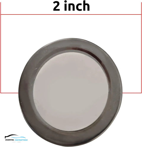 Two Pack 2 Inch Round Blind Spot Mirrors With Rust Resistant Frame And HD Real Glass, top view of mirror face