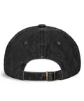 Back view of Funny RV Caravan Lover Travel Baseball Cap Adjustable Trucker Style Sun Hat with adjustable strap, black color.