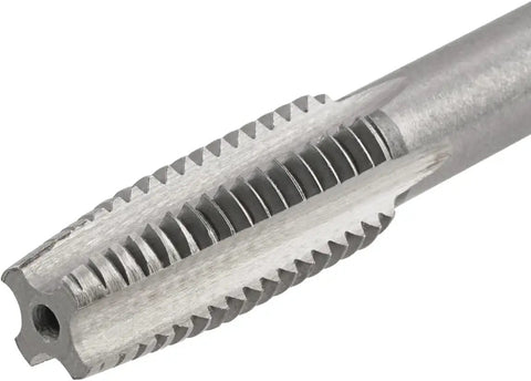 Close-up of M14X2 Hand Tap, part of a Tap and Die Set for Metric Threads, Right Hand Tap and Die, showing precise cutting edges.