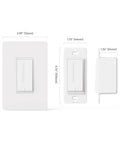 2 Pack 3 Way Smart Dimmer Switch Set For Home Lighting, 2 Master Dimmers, dimensions view showing front and side angles