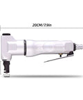 Side view of Beefy Pneumatic Sheet Metal Cutter Handheld Air Nibbler with 7.9in length and alloy case, ideal for automotive ductwork.