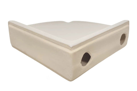Bone Almond Glazed Ceramic Corner Shower Shelf, Large Size Bathroom Organizer, Glossy Finish, Tile Install Required