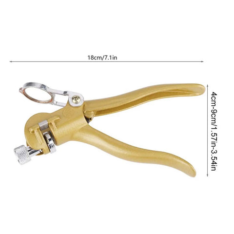 Saw Set Pliers For Woodworking And DIY Projects, 18cm zinc alloy and copper alloy tool with adjustable lock handle in side view