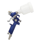 HVLP Paint Sprayer for buttery smooth house and cabinet finishing, featuring an aluminum frame and gravity cup design.