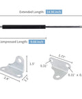 Pro Level 15 Inch Gas Struts Lift Supports 450N Gas Shocks For Trap Door Platform Bed Outdoor Storage Box Lid with L Brackets dimensions.