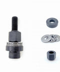 Rivet Nut Mandrel Kit With 7 Interchangeable Mandrels From M3 To M12 And 70 Galvanized Rivet Nuts For Fast Auto Body, Metalworking, License Plate Installations And Repairs, shown with mandrel and nuts