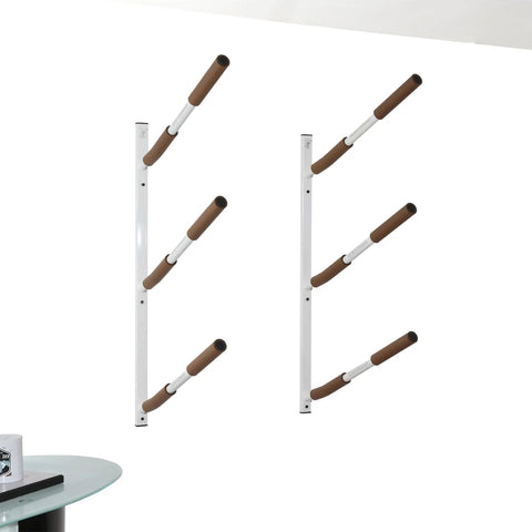 Badass All Weather Wall Mount Storage Rack For Sup Kayak Surfboard And Snowboard with angled cradles and sturdy design.