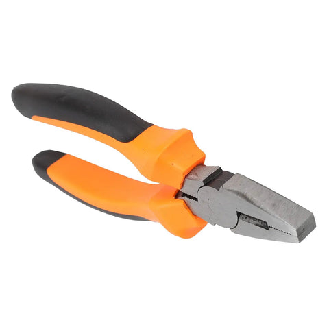Orange pliers from 9 Piece Home Repair Tool Kit With Screwdrivers, Pliers, Hammer, Utility Knife, Digital Electric Pen, Ruler, Electrical Tape