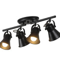 4 Light Track Lighting Kit In Industrial Black Finish With Adjustable Heads, Perfect For Kitchen, Living Room, Dining Room Or Hallway