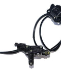 Rear Hand Hydraulic Disc Brake Master Cylinder Caliper Assembly With New Brake Pads For 50cc To 250cc ATVs Quads shown with hose