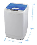 No Sweat Super Compact 1.34 Cu Ft Portable Washing Machine Fully Automatic All In One Laundry Washer, 20x20x34 in, grey-blue casing.