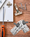 Soft Close 45 Degree Cabinet Door Hinges With Spring Loaded Tip-Out Pivot For Furniture 1 Pair No Slam Quiet Slow Close Kitchen Cabinet Hardware Hemobllo on wooden surface with tools and screws.