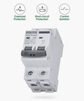 Built Tough 20 Amp Miniature Circuit Breaker 2 Pole For 120 Volt And 240 Volt Ac Wiring Panels, Curve C response, installed view.